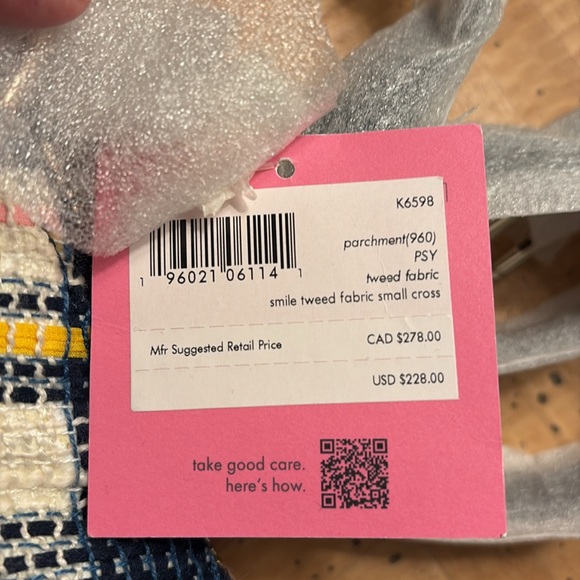 Kate Spade New York Smile Tweed Small Crossbody Parchment Multi - Picture 2 of 2